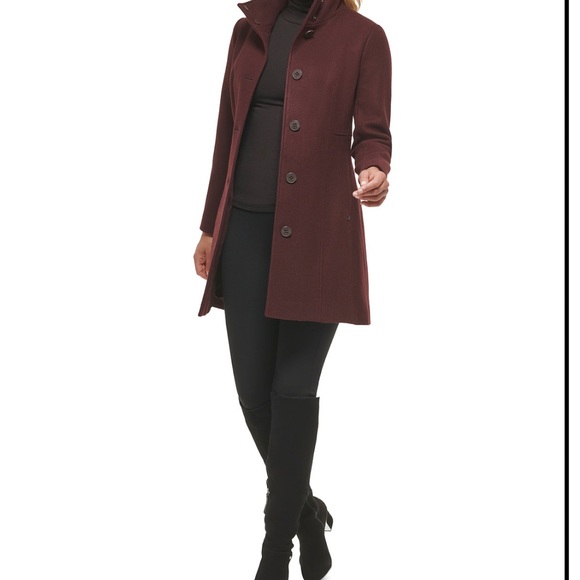 Calvin Klein Walker Coat in Bordeaux - Picture 4 of 16